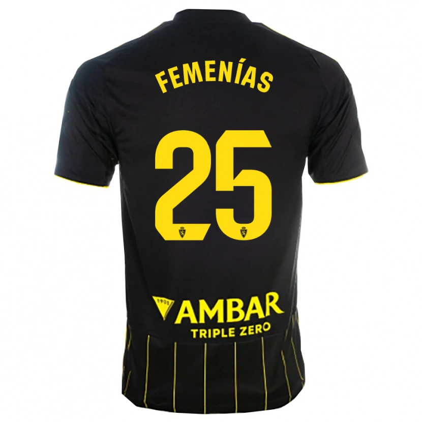 Danxen Dame Joan Femenías #25 Svart Gul Bortetrøye Drakt Trøye 2025/26 Skjorter T-Skjorte