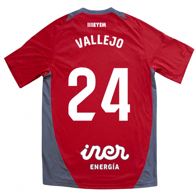 Danxen Dame Jesús Vallejo #24 Rød Grå Bortetrøye Drakt Trøye 2025/26 Skjorter T-Skjorte