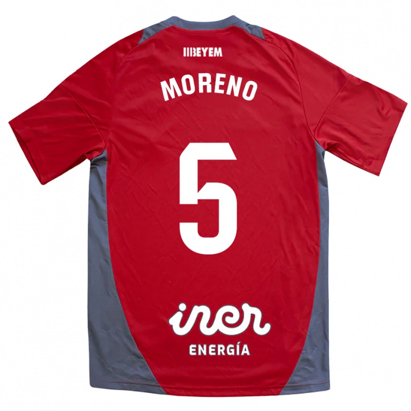 Danxen Dame Javi Moreno #5 Rød Grå Bortetrøye Drakt Trøye 2025/26 Skjorter T-Skjorte