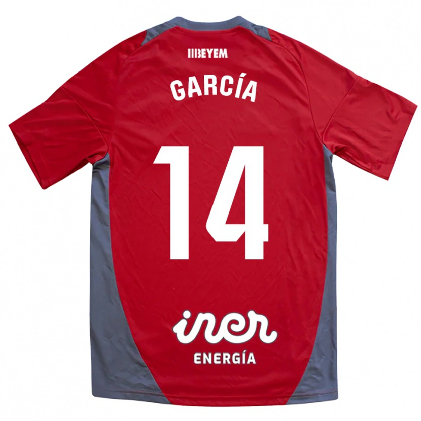 Danxen Dame Jon García #14 Rød Grå Bortetrøye Drakt Trøye 2025/26 Skjorter T-Skjorte