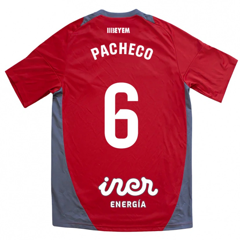 Danxen Dame Antonio Pacheco #6 Rød Grå Bortetrøye Drakt Trøye 2025/26 Skjorter T-Skjorte