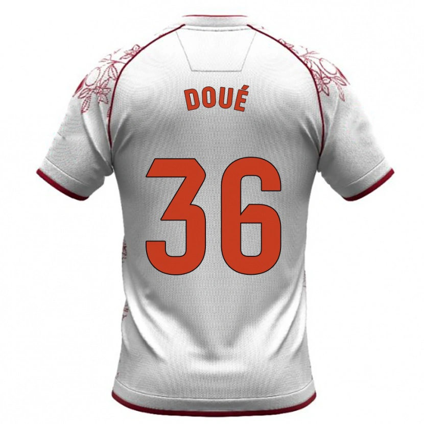 Danxen Dame Marc-Olivier Doué #36 Hvit Burgunder Bortetrøye Drakt Trøye 2025/26 Skjorter T-Skjorte