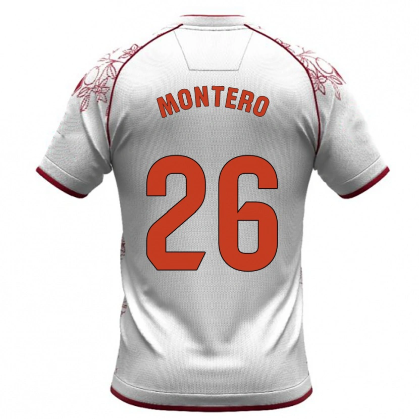 Danxen Dame Marcos Montero #26 Hvit Burgunder Bortetrøye Drakt Trøye 2025/26 Skjorter T-Skjorte