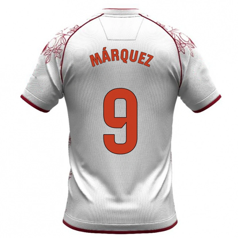 Danxen Dame Eddiel Márquez #9 Hvit Burgunder Bortetrøye Drakt Trøye 2025/26 Skjorter T-Skjorte
