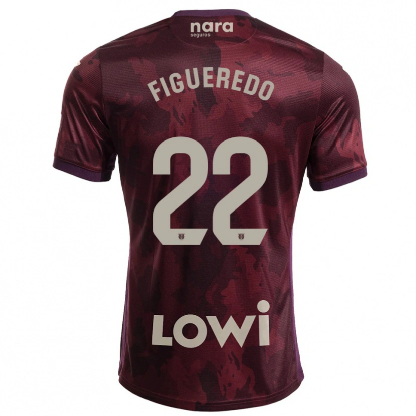 Danxen Dame Sebastián Figueredo #22 Burgunder Hvit Bortetrøye Drakt Trøye 2025/26 Skjorter T-Skjorte