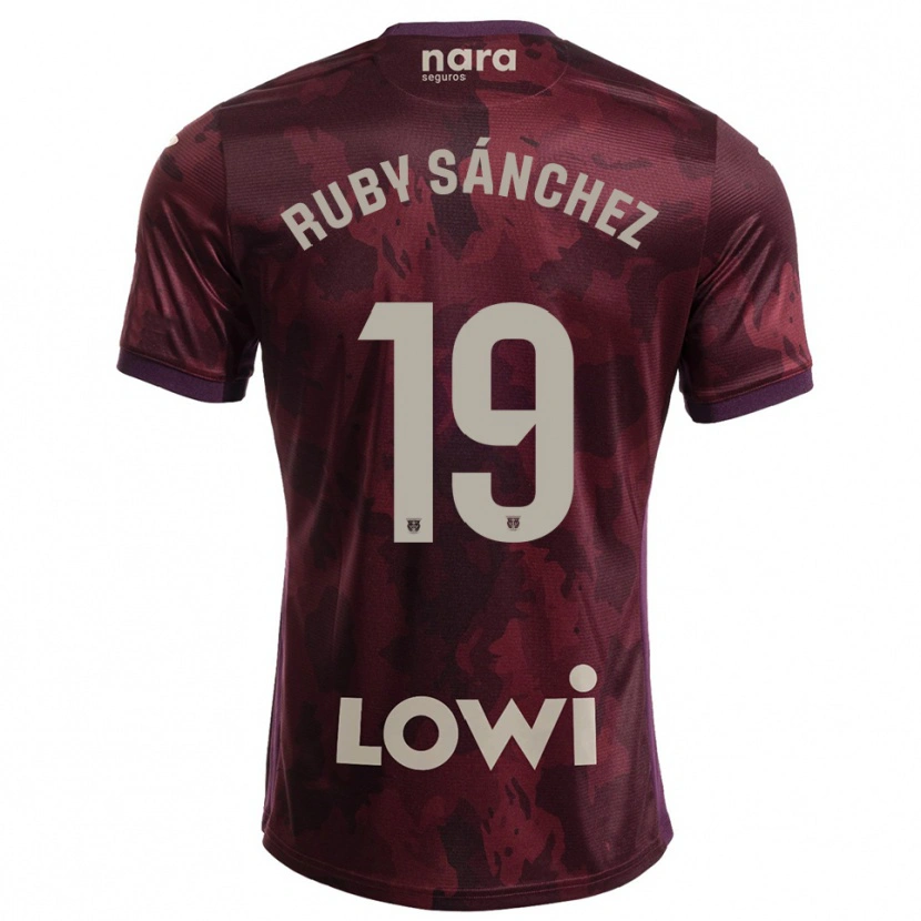 Danxen Dame Ruby Sánchez #19 Burgunder Hvit Bortetrøye Drakt Trøye 2025/26 Skjorter T-Skjorte