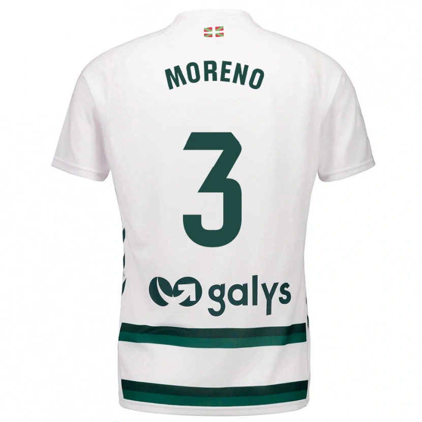 Danxen Dame Marco Moreno #3 Hvit Grønn Bortetrøye Drakt Trøye 2025/26 Skjorter T-Skjorte