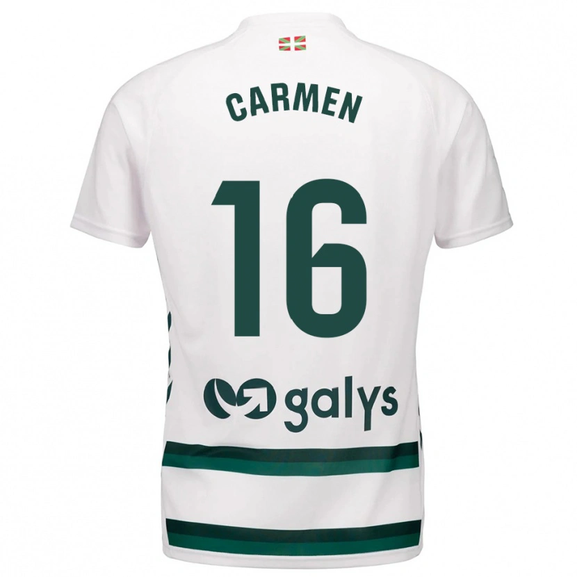 Danxen Dame Carmen Álvarez Sánchez #16 Hvit Grønn Bortetrøye Drakt Trøye 2025/26 Skjorter T-Skjorte