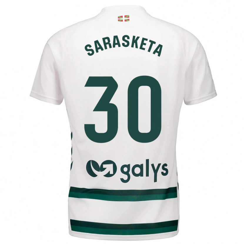 Danxen Dame Lucas Sarasketa #30 Hvit Grønn Bortetrøye Drakt Trøye 2025/26 Skjorter T-Skjorte