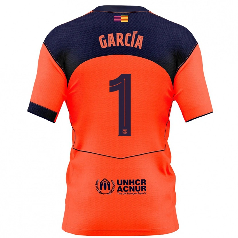 Danxen Dame Joan García #1 Oransje Marineblå Tredje Sett Drakt Trøye 2025/26 Skjorter T-Skjorte