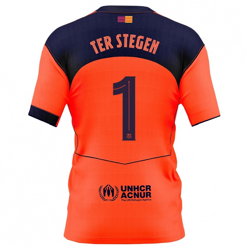 Danxen Dame Marc-André Ter Stegen #1 Oransje Marineblå Tredje Sett Drakt Trøye 2025/26 Skjorter T-Skjorte
