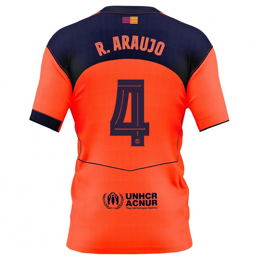 Danxen Dame Ronald Araujo #4 Oransje Marineblå Tredje Sett Drakt Trøye 2025/26 Skjorter T-Skjorte
