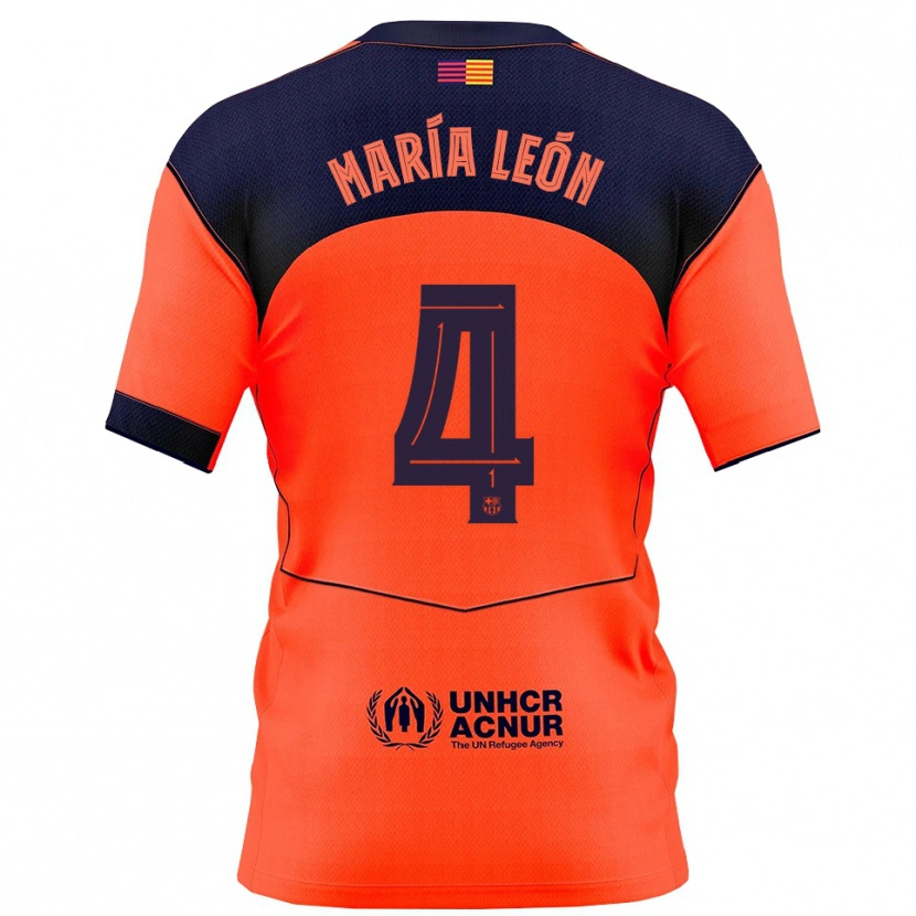 Danxen Dame María Pilar León #4 Oransje Marineblå Tredje Sett Drakt Trøye 2025/26 Skjorter T-Skjorte