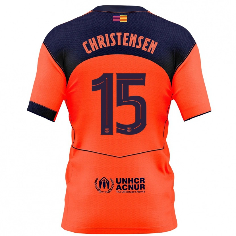Danxen Dame Andreas Christensen #15 Oransje Marineblå Tredje Sett Drakt Trøye 2025/26 Skjorter T-Skjorte