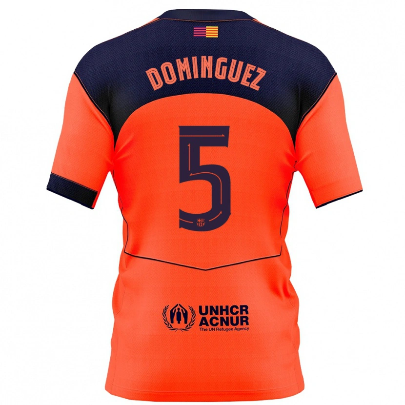 Danxen Dame Sergi Dominguez #5 Oransje Marineblå Tredje Sett Drakt Trøye 2025/26 Skjorter T-Skjorte