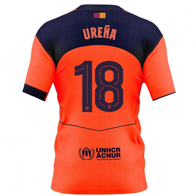 Danxen Dame Óscar Ureña #18 Oransje Marineblå Tredje Sett Drakt Trøye 2025/26 Skjorter T-Skjorte