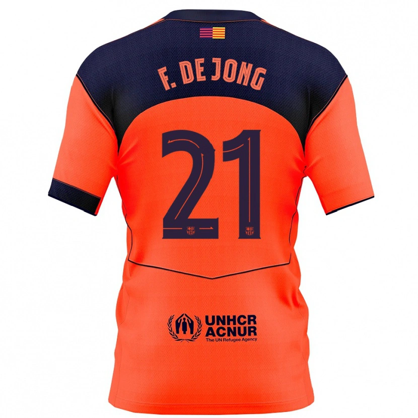 Danxen Dame Frenkie De Jong #21 Oransje Marineblå Tredje Sett Drakt Trøye 2025/26 Skjorter T-Skjorte