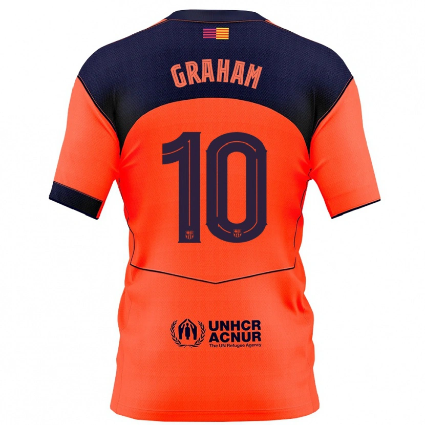 Danxen Dame Caroline Graham Hansen #10 Oransje Marineblå Tredje Sett Drakt Trøye 2025/26 Skjorter T-Skjorte