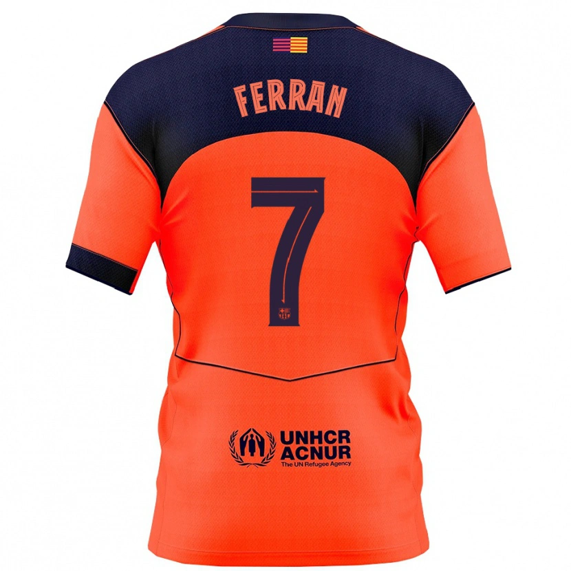 Danxen Dame Ferran Torres #7 Oransje Marineblå Tredje Sett Drakt Trøye 2025/26 Skjorter T-Skjorte