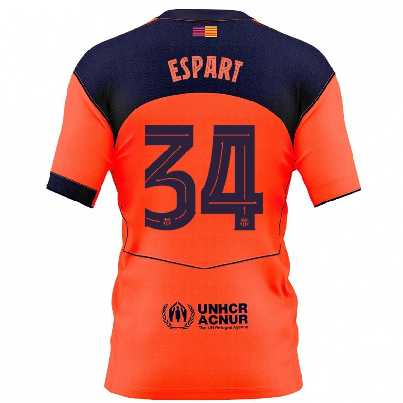 Danxen Dame Xavi Espart #34 Oransje Marineblå Tredje Sett Drakt Trøye 2025/26 Skjorter T-Skjorte
