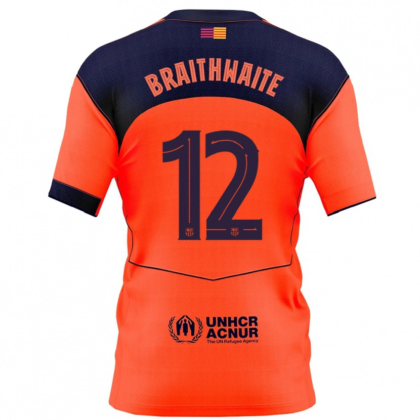 Danxen Dame Martin Braithwaite #12 Oransje Marineblå Tredje Sett Drakt Trøye 2025/26 Skjorter T-Skjorte