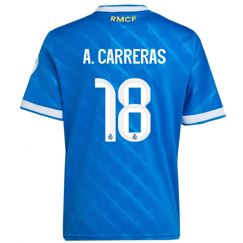 Danxen Dame Álvaro Carreras #18 Blå Hvit Tredje Sett Drakt Trøye 2025/26 Skjorter T-Skjorte