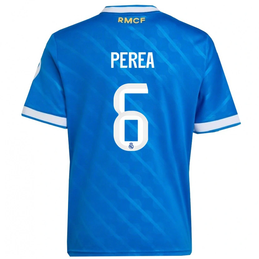 Danxen Dame Cristian Perea #6 Blå Hvit Tredje Sett Drakt Trøye 2025/26 Skjorter T-Skjorte