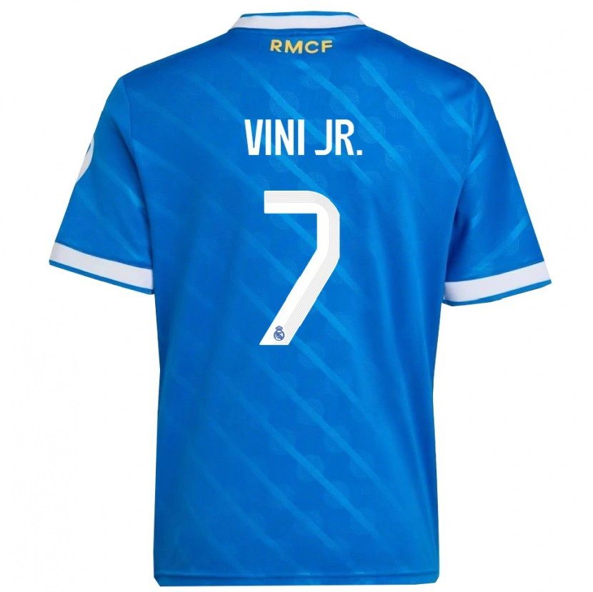 Danxen Dame Vinicius Junior #7 Blå Hvit Tredje Sett Drakt Trøye 2025/26 Skjorter T-Skjorte