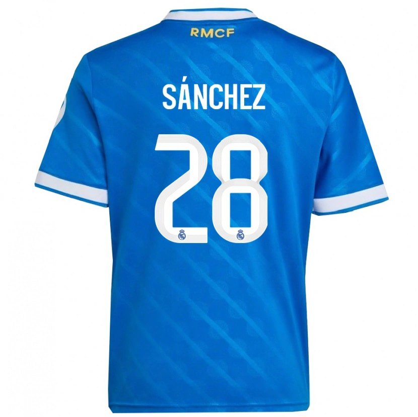 Danxen Dame Álex Sánchez #28 Blå Hvit Tredje Sett Drakt Trøye 2025/26 Skjorter T-Skjorte
