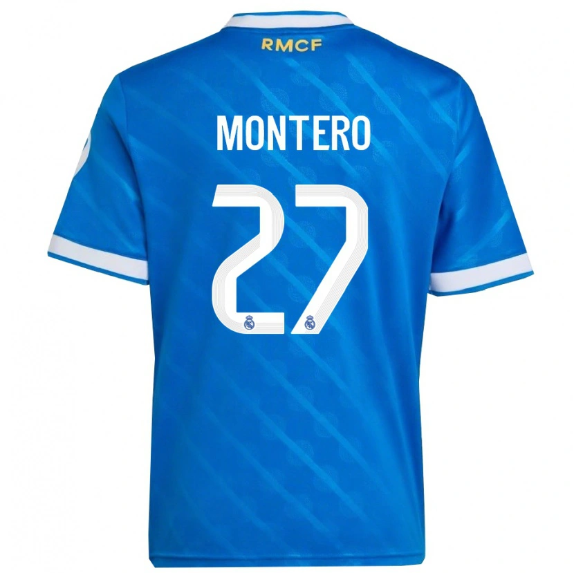Danxen Dame Pablo Montero #27 Blå Hvit Tredje Sett Drakt Trøye 2025/26 Skjorter T-Skjorte