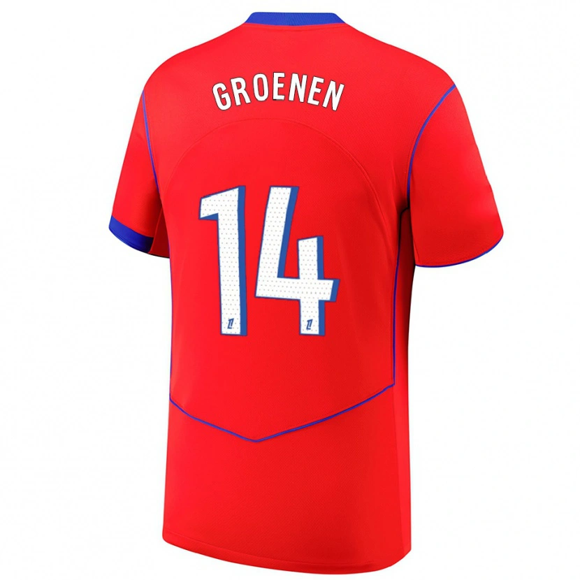 Danxen Dame Jackie Groenen #14 Rød Blå Hvit Tredje Sett Drakt Trøye 2025/26 Skjorter T-Skjorte