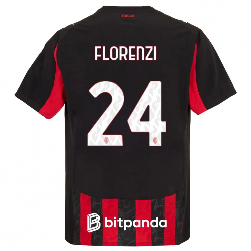 Danxen Barn Alessandro Florenzi #24 Rød Svart Hjemmetrøye Drakt Trøye 2025/26 Skjorter T-Skjorte