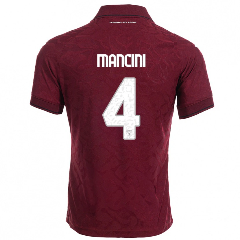 Danxen Barn Luca Mancini #4 Burgunder Hvit Hjemmetrøye Drakt Trøye 2025/26 Skjorter T-Skjorte