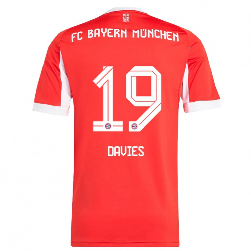 Danxen Barn Alphonso Davies #19 Hvit Rød Hjemmetrøye Drakt Trøye 2025/26 Skjorter T-Skjorte