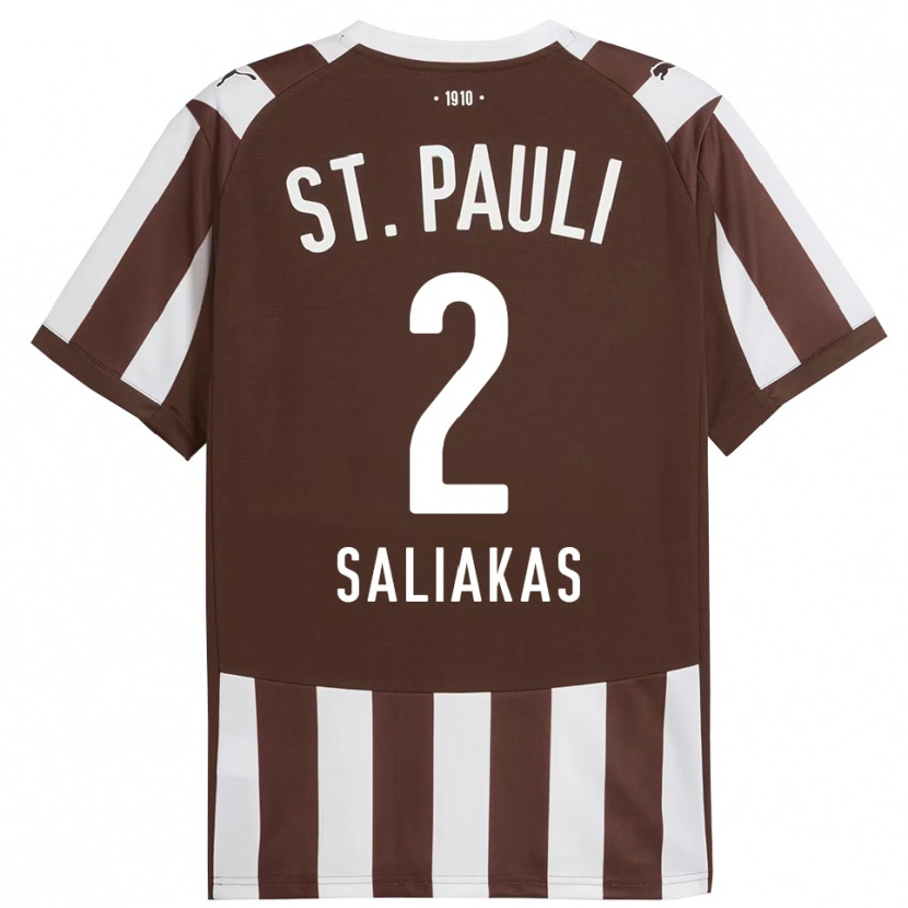 Danxen Barn Manolis Saliakas #2 Kaffe Hvit Hjemmetrøye Drakt Trøye 2025/26 Skjorter T-Skjorte