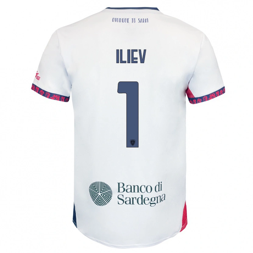 Danxen Barn Velizar-Iliya Iliev #1 Hvit Marineblå Rød Bortetrøye Drakt Trøye 2025/26 Skjorter T-Skjorte