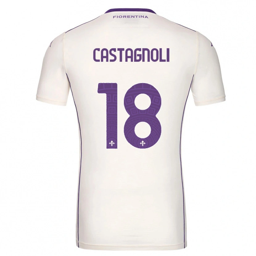 Danxen Barn Filippo Castagnoli #18 Hvit Lilla Rød Bortetrøye Drakt Trøye 2025/26 Skjorter T-Skjorte