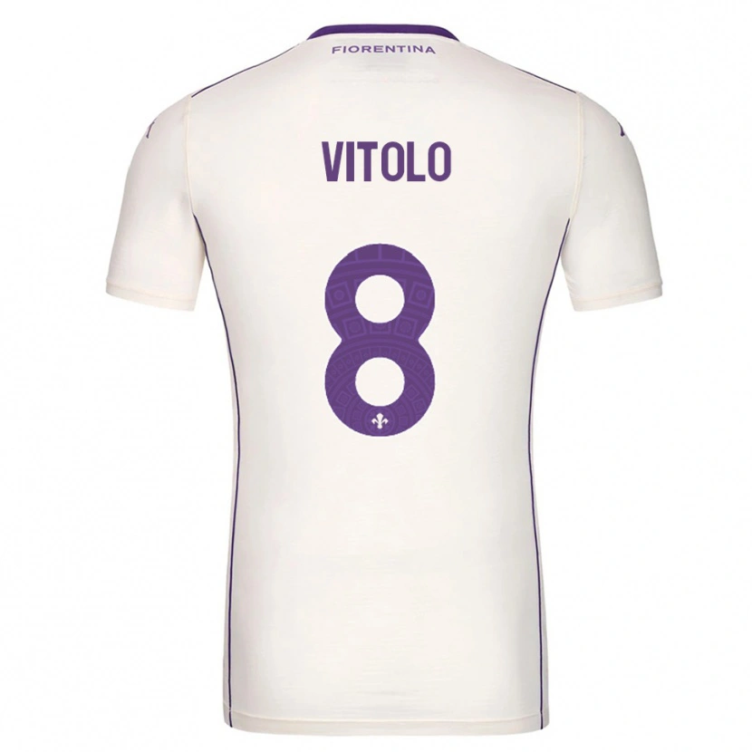 Danxen Barn Federico Vitolo #8 Hvit Lilla Rød Bortetrøye Drakt Trøye 2025/26 Skjorter T-Skjorte
