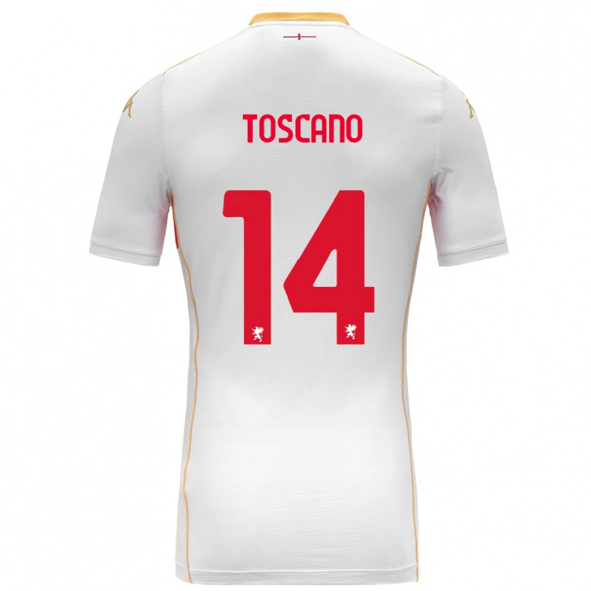 Danxen Barn Filippo Toscano #14 Hvit Rød Bortetrøye Drakt Trøye 2025/26 Skjorter T-Skjorte