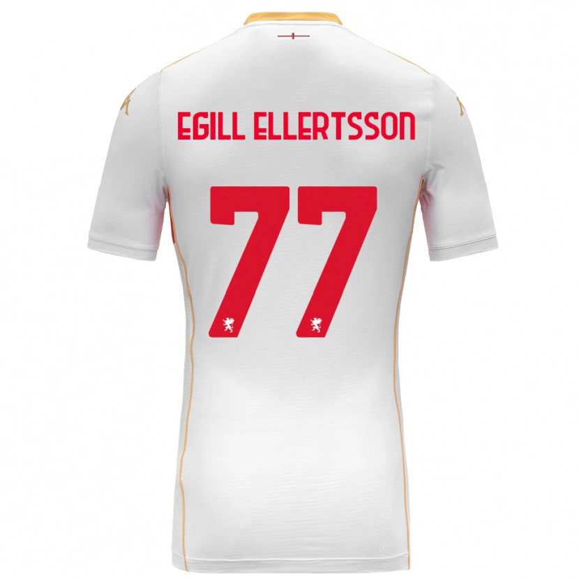 Danxen Barn Mikael Egill Ellertsson #77 Hvit Rød Bortetrøye Drakt Trøye 2025/26 Skjorter T-Skjorte