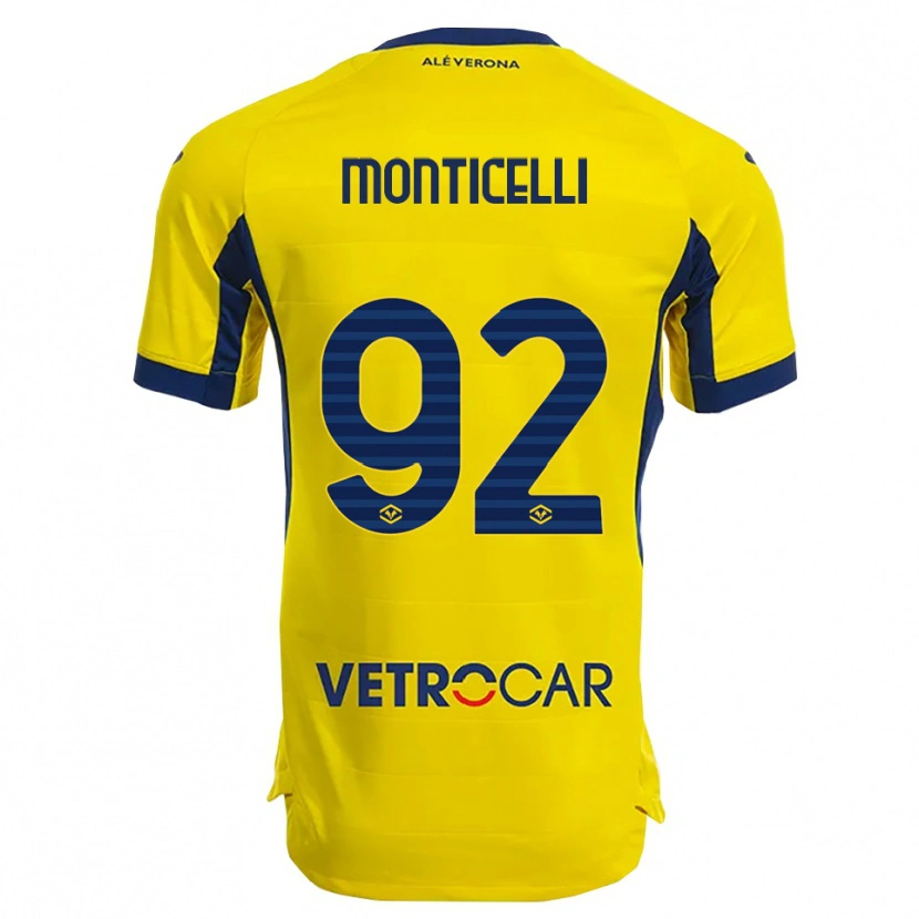 Danxen Barn Luca Monticelli #92 Gul Marineblå Bortetrøye Drakt Trøye 2025/26 Skjorter T-Skjorte