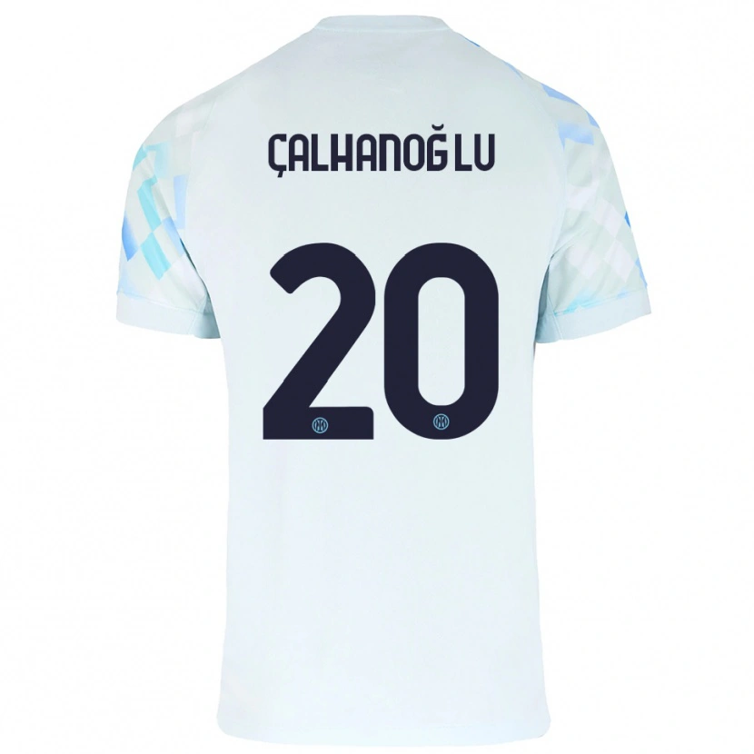 Danxen Barn Hakan Çalhanoğlu #20 Hvit Blå Bortetrøye Drakt Trøye 2025/26 Skjorter T-Skjorte