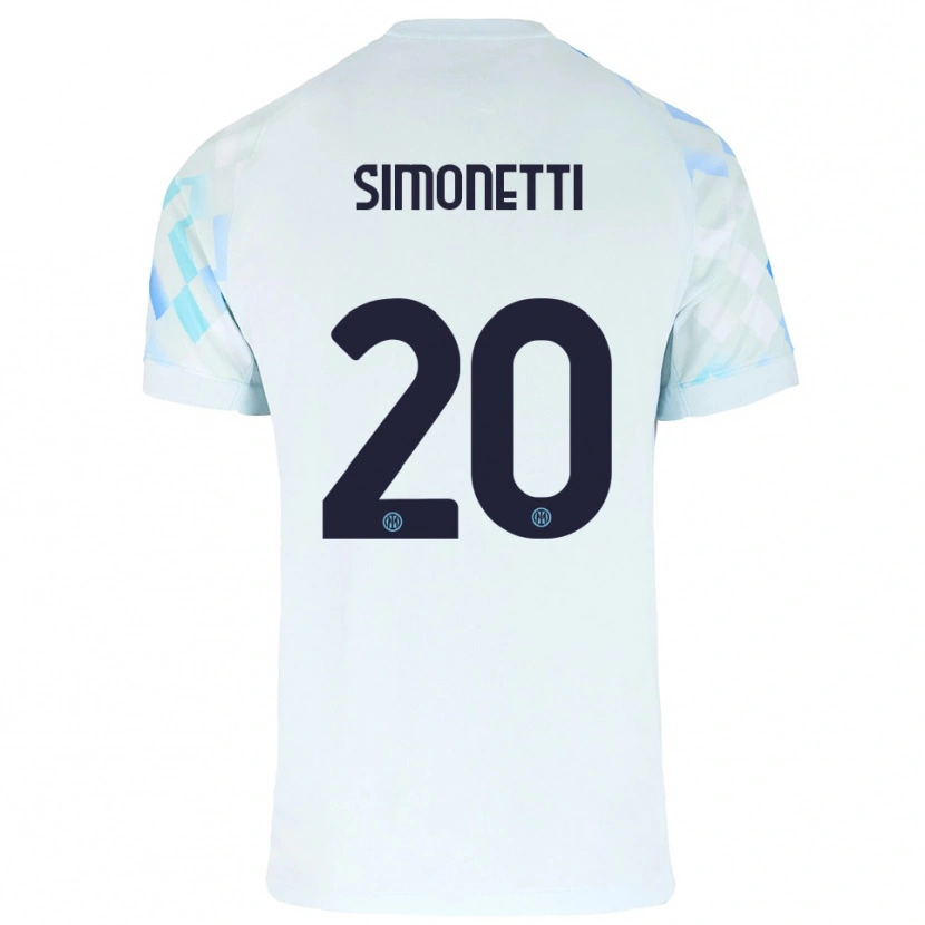 Danxen Barn Flaminia Simonetti #20 Hvit Blå Bortetrøye Drakt Trøye 2025/26 Skjorter T-Skjorte