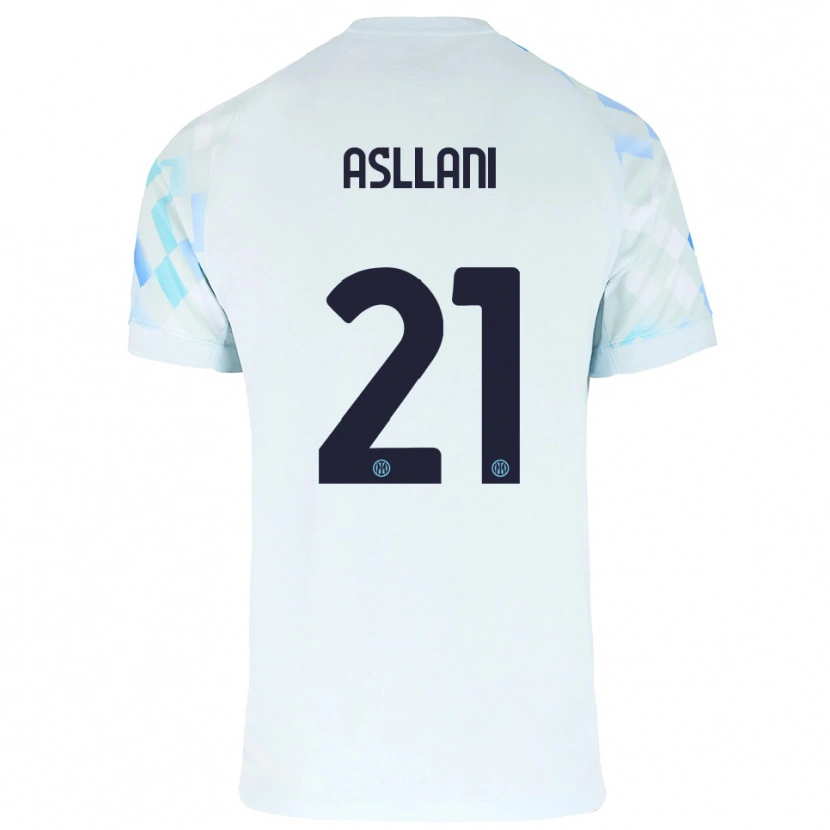 Danxen Barn Kristjan Asllani #21 Hvit Blå Bortetrøye Drakt Trøye 2025/26 Skjorter T-Skjorte