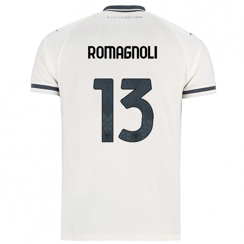 Danxen Barn Alessio Romagnoli #13 Hvit Marineblå Bortetrøye Drakt Trøye 2025/26 Skjorter T-Skjorte