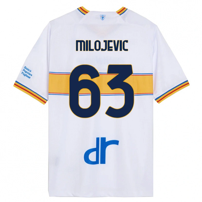 Danxen Barn Nemanja Milojevic #63 Hvit Gul Bortetrøye Drakt Trøye 2025/26 Skjorter T-Skjorte