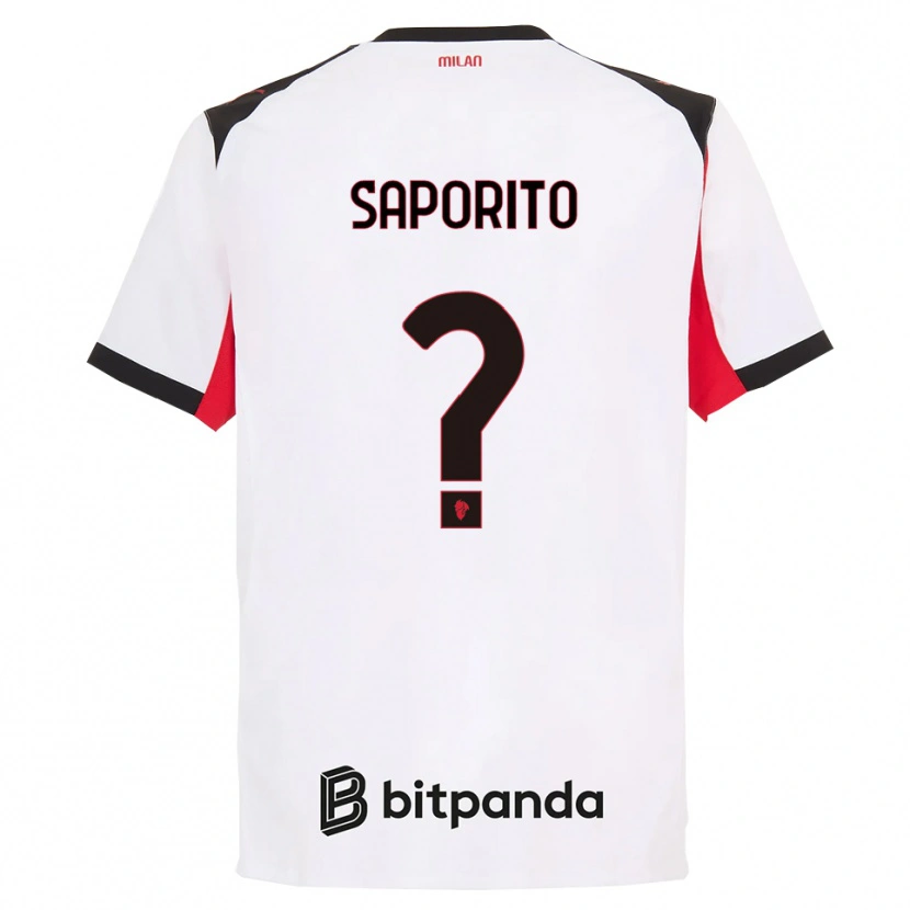 Danxen Barn Riccardo Saporito #0 Hvit Svart Bortetrøye Drakt Trøye 2025/26 Skjorter T-Skjorte