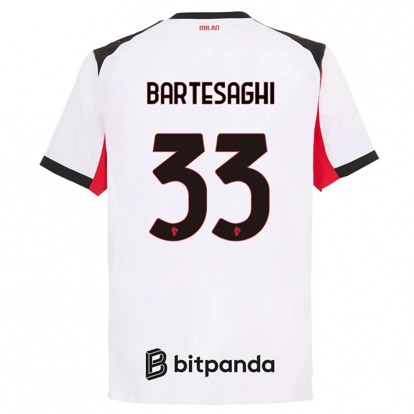 Danxen Barn Davide Bartesaghi #33 Hvit Svart Bortetrøye Drakt Trøye 2025/26 Skjorter T-Skjorte