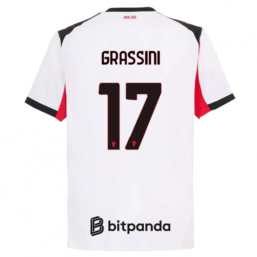 Danxen Barn Riccardo Grassini #17 Hvit Svart Bortetrøye Drakt Trøye 2025/26 Skjorter T-Skjorte