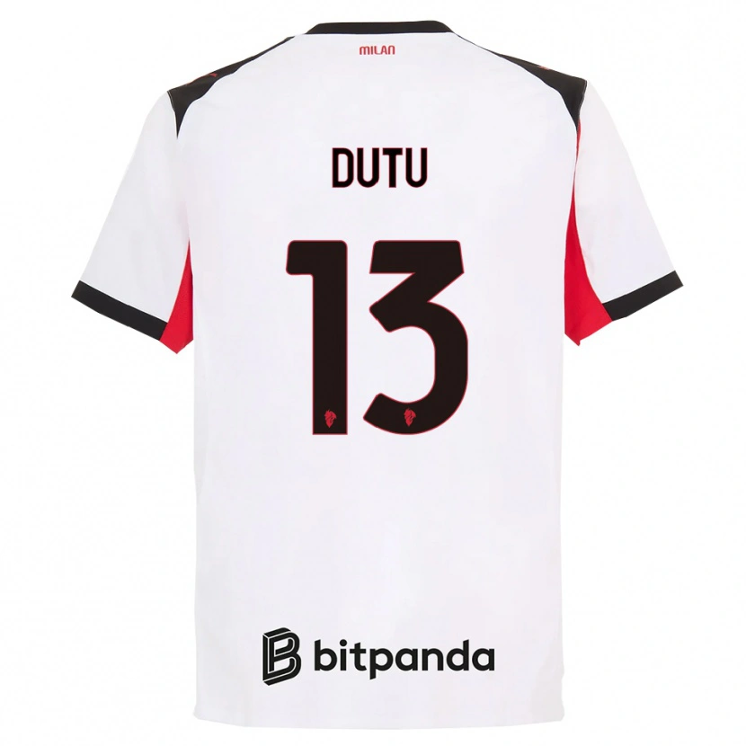 Danxen Barn Matteo Duțu #13 Hvit Svart Bortetrøye Drakt Trøye 2025/26 Skjorter T-Skjorte